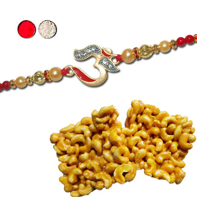 "Rakhi - FR- 8570 A (Single Rakhi), 250gms of KajuPakam Sweet - Click here to View more details about this Product